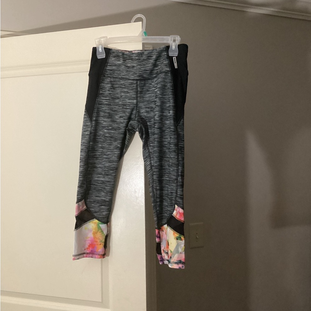 Reebok Gray and Black women Leggings with Colorful Accents